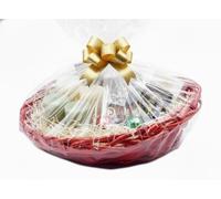 Almineez Make Your Own Hamper Kit Gift Hamper Basket Wicker Christmas Valentine Wedding Birthday Easter Hamper Kit Customise Festive Gift DIY with Ribbon Oval (Red)