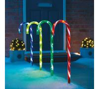 Almineez Multicoloured 4Pcs Candy Cane Lights LED Christmas Pathway Decorations | Size: 4 Pack Almineez Multicolor 4 Pack