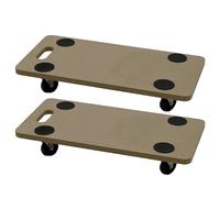 Almineez Pack of 2 Portable 200 KG Dolly Trolley On Wheels Roller Heavy Duty Trolley for Moving Furniture with Eva Foam Non Slip Grip Pads Wooden Platform Lifter Trolley & Carry Handle
