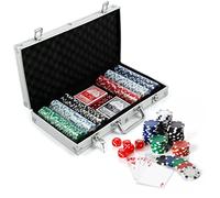 Almineez Professional Casino Style 300 Piece Texas Hold'em Poker and Blackjack Game Play Set, Chips, Chip Deck, Playing Cards With Aluminium Carry Case