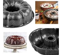 Almineez Round Non Stick Fluted Cake Pan Tin Ring Round Baking Tray Bakeware Mould Pan for Donut, Muffin, Cake, Cookie, Pudding (Grey)
