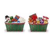 Almineez Set of 2 Bamboo Christmas Hamper Baskets - Red & Green Almineez Green