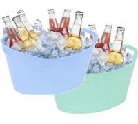 Almineez Set of 2 Premium Plastic Drink Bucket - Beverage Tub with Handles - Perfect for Parties, BBQs, Outdoor Events - Cooling Bottles Cans of Beer or Soft Drinks