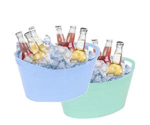 Almineez Set of 2 Premium Plastic Drink Bucket - Beverage Tub with Handles - Perfect for Parties, BBQs, Outdoor Events - Cooling Bottles Cans of Beer or Soft Drinks (24L - 24 Litre)