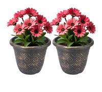 Almineez Set of 2 Rustic Plant Flower Pot Indoor & Outdoor Plastic Plant Pots Copper Almineez Copper