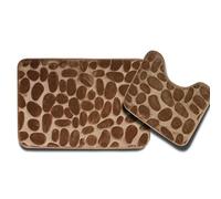 Almineez Super Soft Memory Foam Pebble Bath Mat Set Pedestal Bathroom Rug 2 Piece Absorbent Non Slip Washable Mat (50CM X 80 CM) & Pedestal Mat (50CM X 40 CM) (Cream)