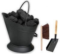 Almineez Vintage Style Large Fireside Waterloo Coal Bucket With Shovel & Brush - Scuttle Hod Coal Fire Wood Burner, Coal Bucket Wood Log Holder Coal Scuttle Kindling BBQ Barbecue Firepit