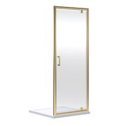 Balterley Pivot Shower Door, Bar Handle Glass Doors, 6mm Toughened Safety Shower Glass Door, Reversible Framed Doors for Showers, Enclosure for Bathroom Showers - 755 x 44 x 1900mm (Brushed Brass)