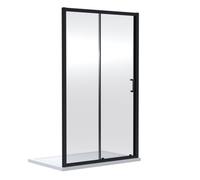 Almington 6mm Toughened Safety Glass Sliding Shower Door - 1900 X 1200mm - Matt Black - Balterley