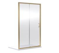 Almington 6mm Toughened Safety Glass Sliding Shower Door - 1900 X 1400mm - Brushed Brass - Balterley