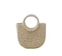 ALMLEU Straw Purses and Handbags Handwoven Rattan Beach Bag Boho Half-Moon Purse Large HollowOut Tote Crossbody Shoulder Women's Straw Handbag