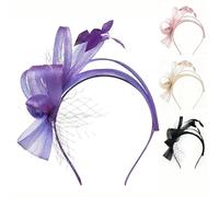 ALMLWIAJ Fascinators for Women Wedding, Elegant Headpiece with Feathers ang Veil for Wedding Guest, Bride's Mother, Royal Ascot, Day Races Hat