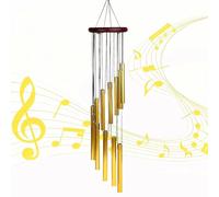 ALMLWIAJ Garden Wind Chimes for Outdoor, Colorful Hanging Wind Chimes Indoor with Metal 12 Aluminum Tubes for Garden Home Yard Patio Decor, Gold