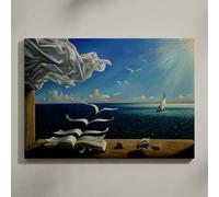 ALMLZL Salvador Dali Wave Book Canvas Wall Art Surrealism Art Prints Famous Oil Painting Reproduction Abstract Sailboat Poster Living Room Bedroom Blue Wall Decor Gallery Wrapped 16x24inch/40x60cm