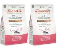 Almo Nature HFC Our Best - Highly Appetizing Dry Food for Adult Cats - Fresh Salmon, Monoprotein - Human Grade, Gluten Free, Ideal for Picky Eaters - 300g (Pack of 2)