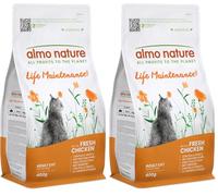 Almo Nature Life Maintenance - Kibble for Adult Cats with Fresh Chicken as the 1st Ingredient - 400g Bag (Pack of 2)