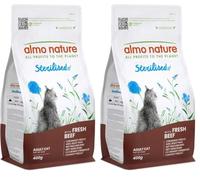 Almo Nature Sterilised - Kibble for Sterilised Cats with Fresh Beef - Low in Magnesium and with Fibres for Weight Control - 400g Bag (Pack of 2)
