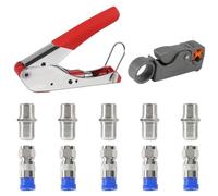 ALMOCN Coax Cable Crimper Tool Kit Coaxial Compression Tool Fitting Wire Stripper with 5PCS RG6 F Type Connector + 5PCS RG6 Coax Cable Extender