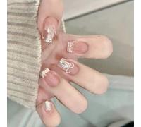 Almond Artificial with Bowknot Patterns Full Covers False Valentine's Stick on 24Pcs Valentine's Day Nails