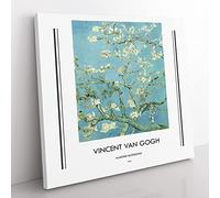Almond Blossom Branches Vol.1 By Vincent Van Gogh Exhibition Museum Classic Painting Canvas Wall Art Print Ready to Hang, Framed Picture for Living Room Bedroom Home Décor, 35x35 cm (14x14 Inch)