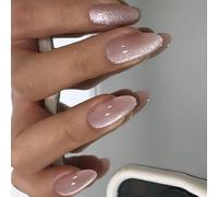 Almond Cats Eye Nails Set Stylish Press On Acrylc Stick On Suitable For Parties And Celebrations Fashionable Women's Nail