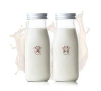 Almond Cow 300ml Glass Jar with Rust-Resistant Aluminum Cap - Reusable, Eco-Friendly Storage for Plant-Based Milk, Creamers, Wellness Shots, and Ingredients - Minimalist, Vintage-Inspired Design