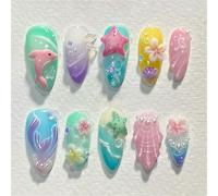 Almond Fake Nails Press On Artificial Acrylic False Glues On With Designs French Tips Design False Nail