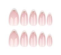 Almond French Tip Designs with White Accents Stick on Includes File and Stick Short False