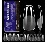 Almond Gel Nails Tips, 550 Pieces, Pre-Etched, Clear Full Covers, Soft Acrylic Press on Stylish Manicure Explanations, Art at Home