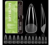 Almond Gel Nails Tips, 550 Pieces, Pre-Etched, Clear Full Covers, Soft Acrylic Press on Stylish Manicure Explanations, Art at Home