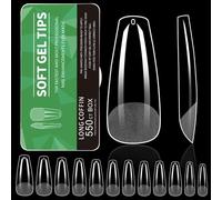 Almond Gel Nails Tips, 550 Pieces, Pre-Etched, Clear Full Covers, Soft Acrylic Press on Stylish Manicure Explanations, Art at Home