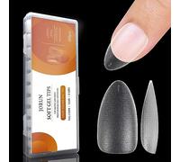 Almond Nail Tips 360PCS Short Nail Tips Extensions Matte No File Soft Gel Full Cover Clear False Nails for Acrylic Extensions 15 Different Sizes, Fit All Nails