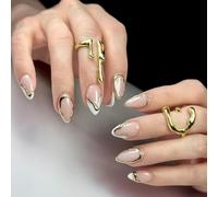 Almond Nails Tips Fake Glues On Stick On Press On Artificial False For Womens Girls Gifts On Nail Coffin Almond French Tip On Nail