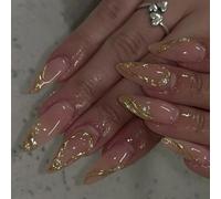 Almond Nails Tips Fake Glues on Stick on Press on Artificial False for Womens Girls Gifts on Nail Coffin Almond French Tip on Nail