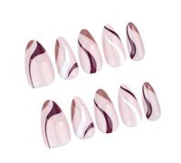 Almond Press On Nails Fake Nails Glossy Acrylic Artificial Nails Stick On Nails for Women 24 Pcs 12 Sizes Nail Glue