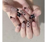 Almond Press On Nails Fake Nails Glossy Acrylic Artificial Nails Stick On Nails For Womens 24Pcs 12Sizes Glues On Nails