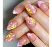 Almond Press On Nails Glossy Fake Nails Stick On In 12 Sizes 24Pcs French Tips For Art Decorations Stick Nail
