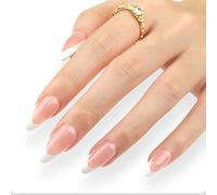 Almond Press On Nails Glossy Fake Nails Stick On In 15Sizes 30Pcs French Tips For DIYS Art Decorations Press Nail Coffin Almond French Tip Nail