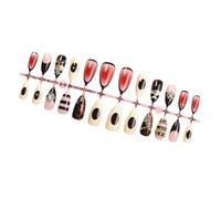 Almond Press On Nails Glossy Fake Nails Stick On Nails In 12 Sizes 24Pcs French Nails Tips For Nails Art Decorations