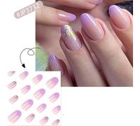 Almond Press On Nails Glossy Fake Nails Stick On Nails In 12 Sizes 24Pcs French Nails Tips For Nails Art Decorations