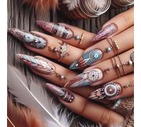 Almond Press On Nails Glossy Fake Nails Stick On Nails In 12Size 24Pcs French Nails Tips For DIYS Nails Art Decorations
