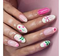 Almond Press On Nails Glossy Fake Nails Stick On Nails In 12Size 24Pcs French Nails Tips For DIYS Nails Art Decorations