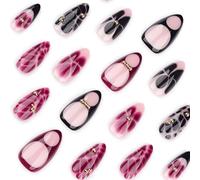 Almond Press On Nails Glossy Fake Nails Stick On Nails In 12Size 24Pcs French Nails Tips For DIYS Nails Art Decorations