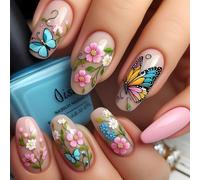 Almond Press On Nails Glossy Fake Stick On In 12 Sizes 24Pcs French Tips For Art Decorations Acrylic Glues On Nail For Women Clear