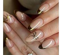 Almond Press On Nails Glossy Fake Stick On In 12 Sizes 24Pcs French Tips For DIYS Decorations Acrylic Glues On Nail For Women Clear
