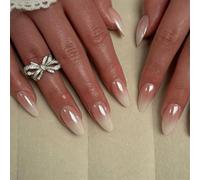 Almond Press On Nails Glossy Stick On French Styles False Elegant Accesories Manicure Art Quick Apply Nail