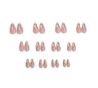Almond Press On Nails Glossy White And Gold French Tip False Nails Stick On Artificial Stick 24pcs Nail With Designs