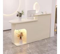 Almond Reception Desk with Lockable Drawers Open Counter Office Table Wooden Retail Checkout Station 51.1"x19.6"x41.3"Modern Design for Business Use