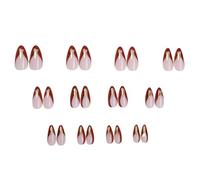 Almond Shape Press On Nails Glossy False Nails Acrylic Artificial Nails French Tip Set 24 Pieces Manicure Nails Decoration