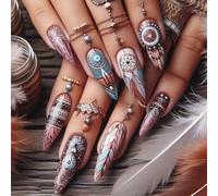 Almond Shaped Fake Press-On - Glossy Natural Full Cover Acrylic Glue-On